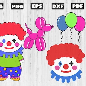 Clown en ballonnen verjaardag SVG | Clown neus Clipart | Leuke clown clipart | Ballon dier SVG | Ballonpoedel PNG