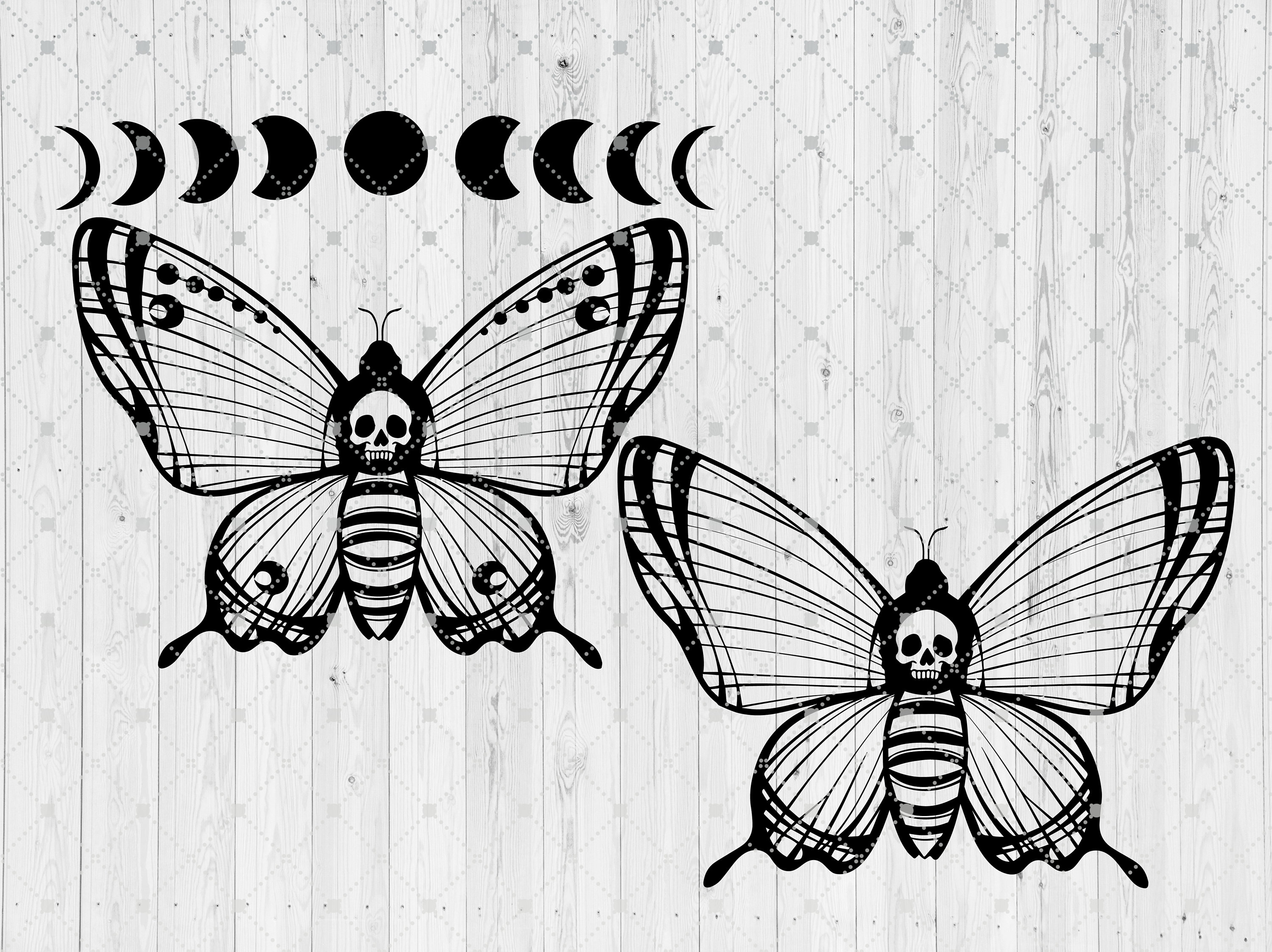 Death Moth Moon Phase SVG Digital Download Cut Files for Cricut, SIlh…