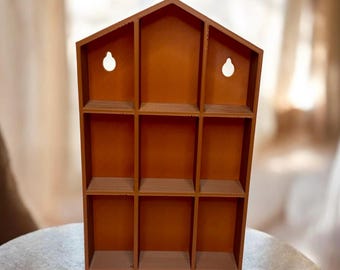 Vintage Inspired House Trinket Shelf, Miniature Wall Display Shelf, Wall Curio Cabinet, Tiny Crystal Shelf | Wall Shelf for Minis, Crystals