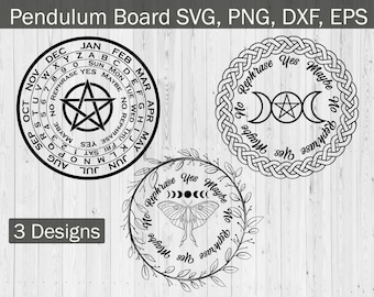 Pendulum Board SVG Cut Files for Cricut | Ouija Spirit Board SVG | Talking Board Clipart | Ouija Clipart | CNC Laser Files | Witchcraft