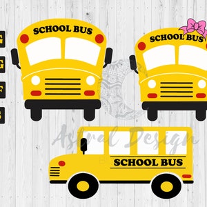 Schulbus SVG geschnittene Dateien für Cricut Silhouette, Schule Clipart, Schulbus mit Schleife, Back to School