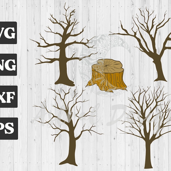 Fall, Winter Trees SVG Digital Download Cut Files for Cricut, Silhouette, Rustic Nature,  Clipart, Images, Graphics, Halloween Tree