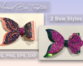 Mermaid Bow SVG | 4 Inch Mermaid Bow Template | Printable Mermaid Bow Template | Summer Bow SVG | Summer Bow Template