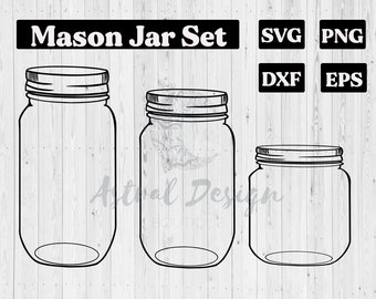 Mason Jar SVG | Mason Jar PNG, Mason Jars Clipart, Bottle SVG, Bottle Cut Files for Cricut Silhouette, Laser Cnc