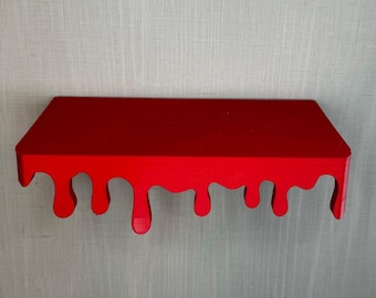 Dripping Wall Shelf, Gothic Mini Display Shelf, Red Melting Shelf, Small Floating Shelf for Crystals, Figurines, Miniatures
