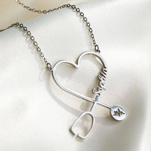 Stethoscope Name Bracelet. Nurse Necklace. Medical Student Etsy