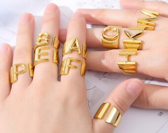 Chunky Gold Initial Ring