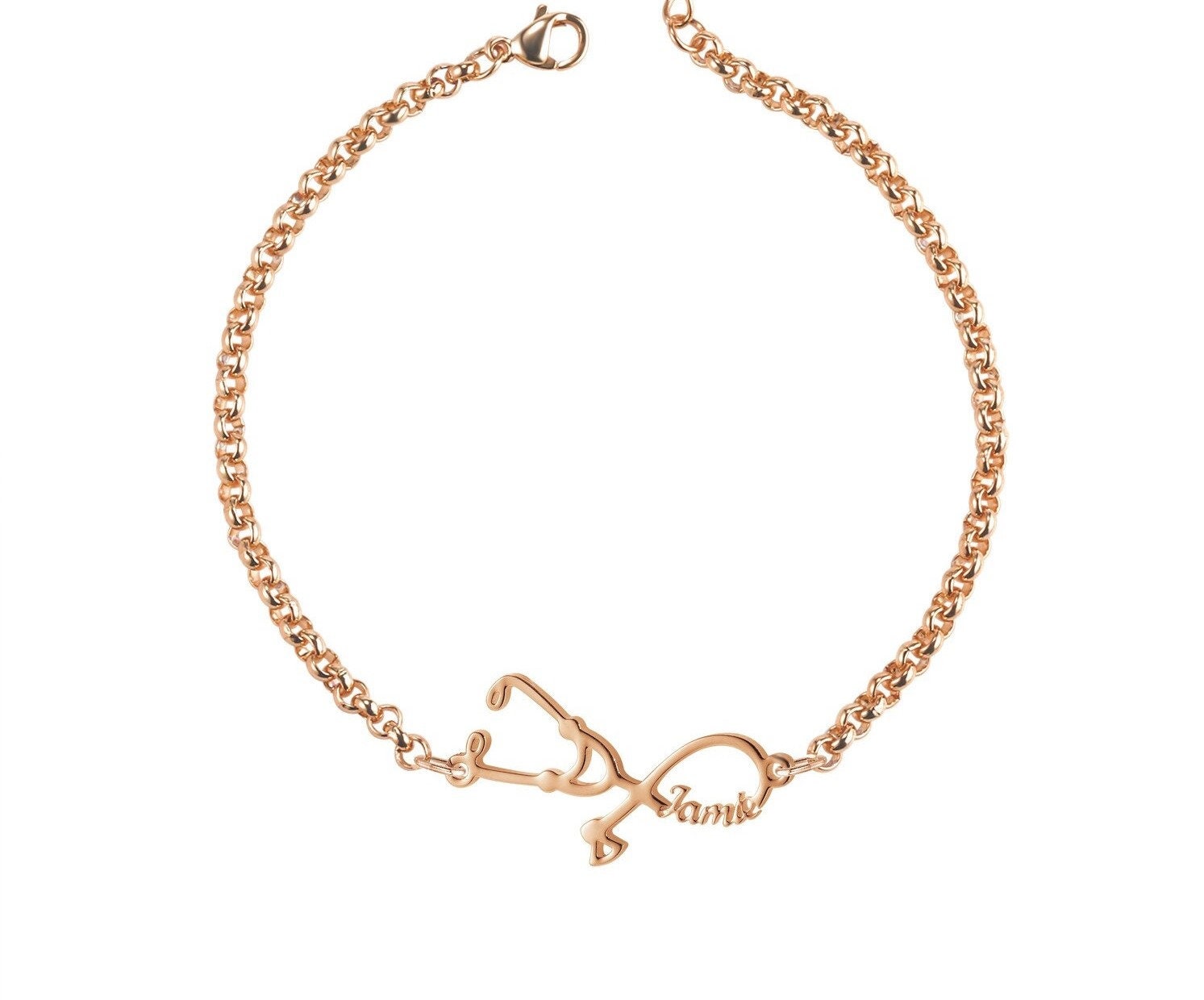 Custom Name Stethoscope Bracelet Stethoscope Charm Doctor Etsy