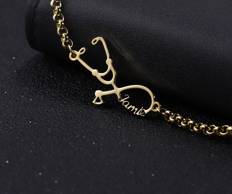 Custom Name Stethoscope Bracelet Stethoscope Charm Doctor Etsy