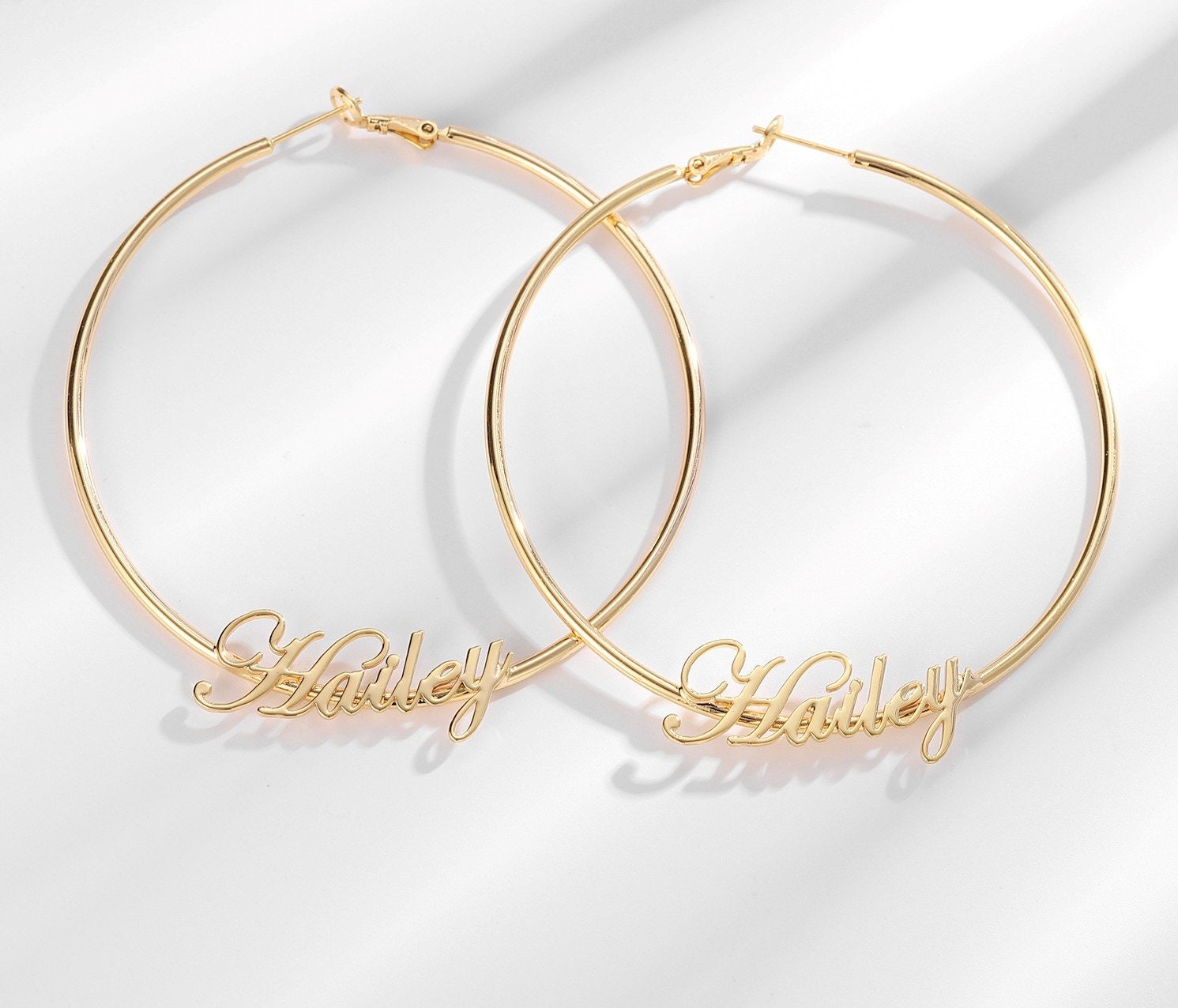 Personalized Hoop Name Earrings Custom Name Hoop Earrings Etsy