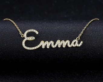 Rhinestone Name Necklace - Etsy