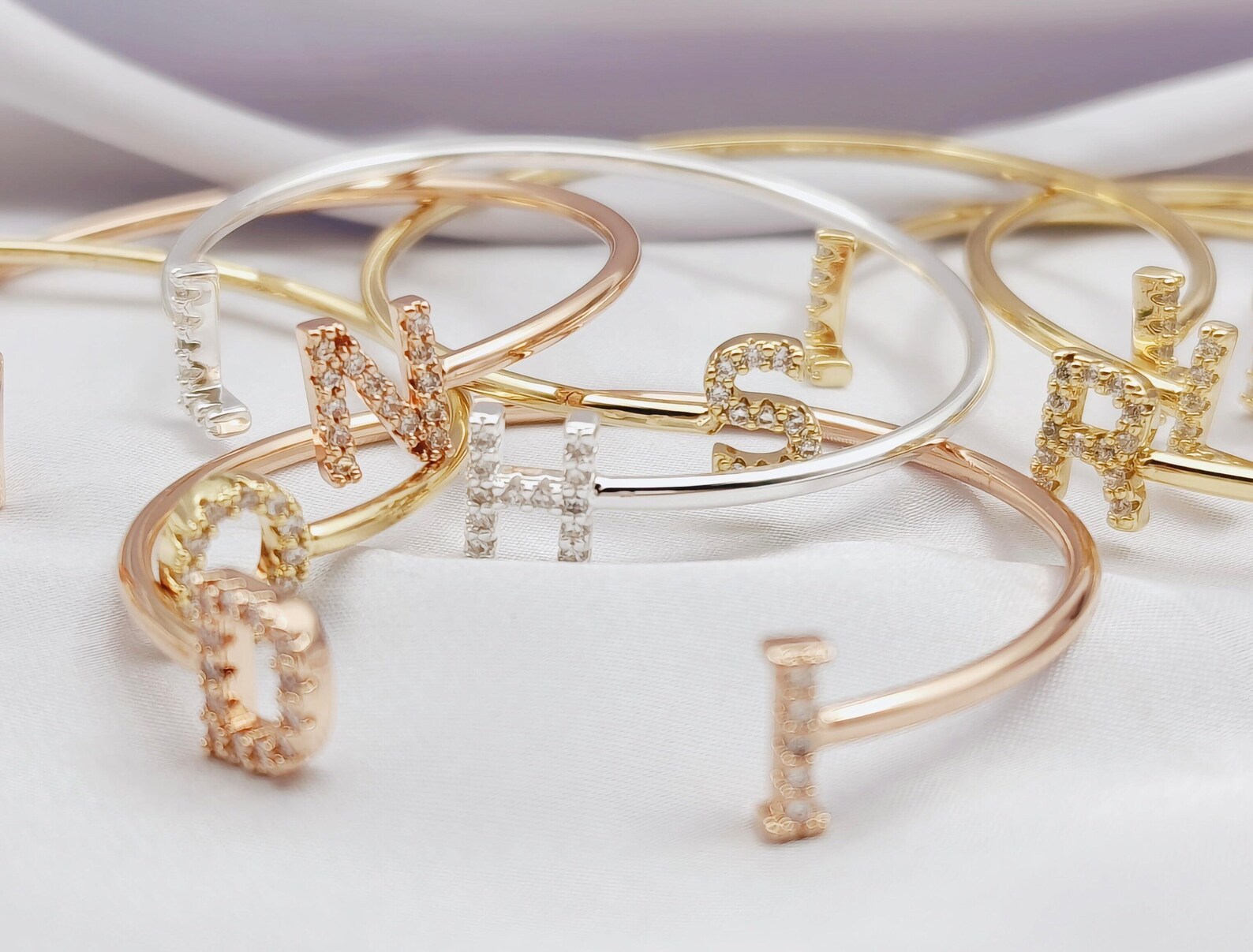 Personalized Initial Bangle Bracelet Custom Name Bangle Etsy