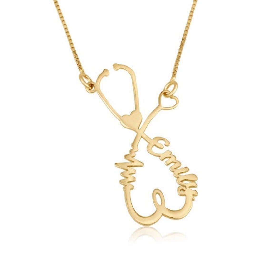 Custom Name Stethoscope Necklace Personalized Name Necklace Etsy