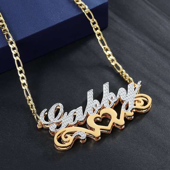 Replacement Chain for Gold Name Pendant 2 Sided Chain 18K Gold Plated