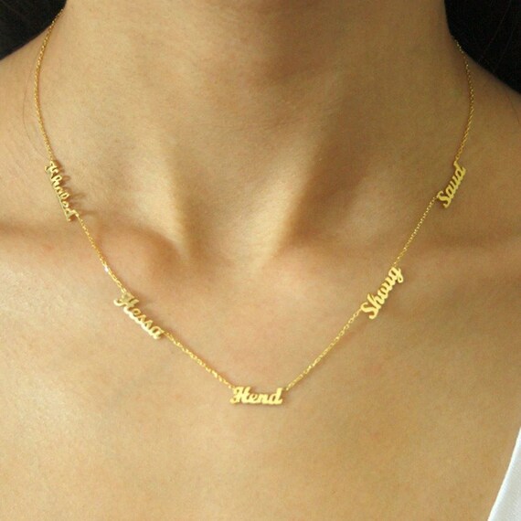 5 Name Necklace Multiple Name Necklace 