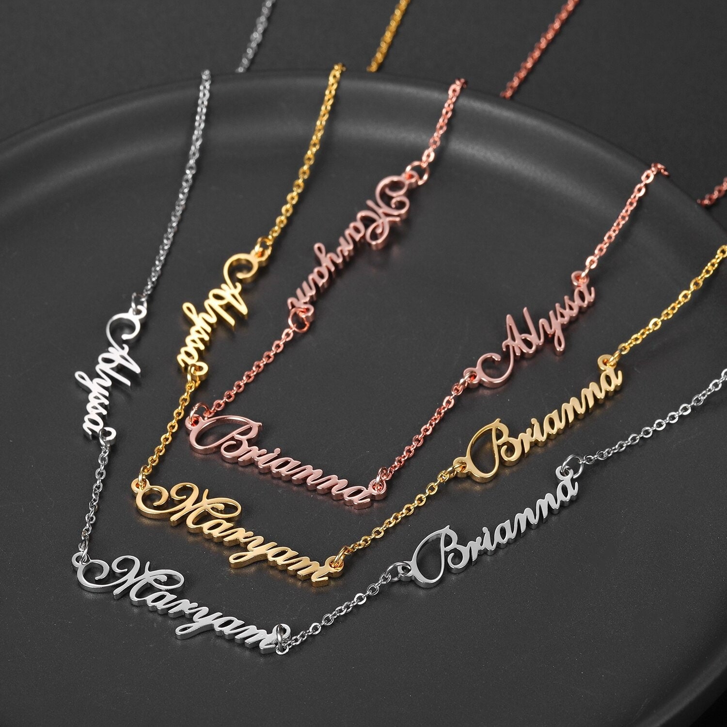 Custom Name Necklace Multi Names Necklace Family Name Etsy