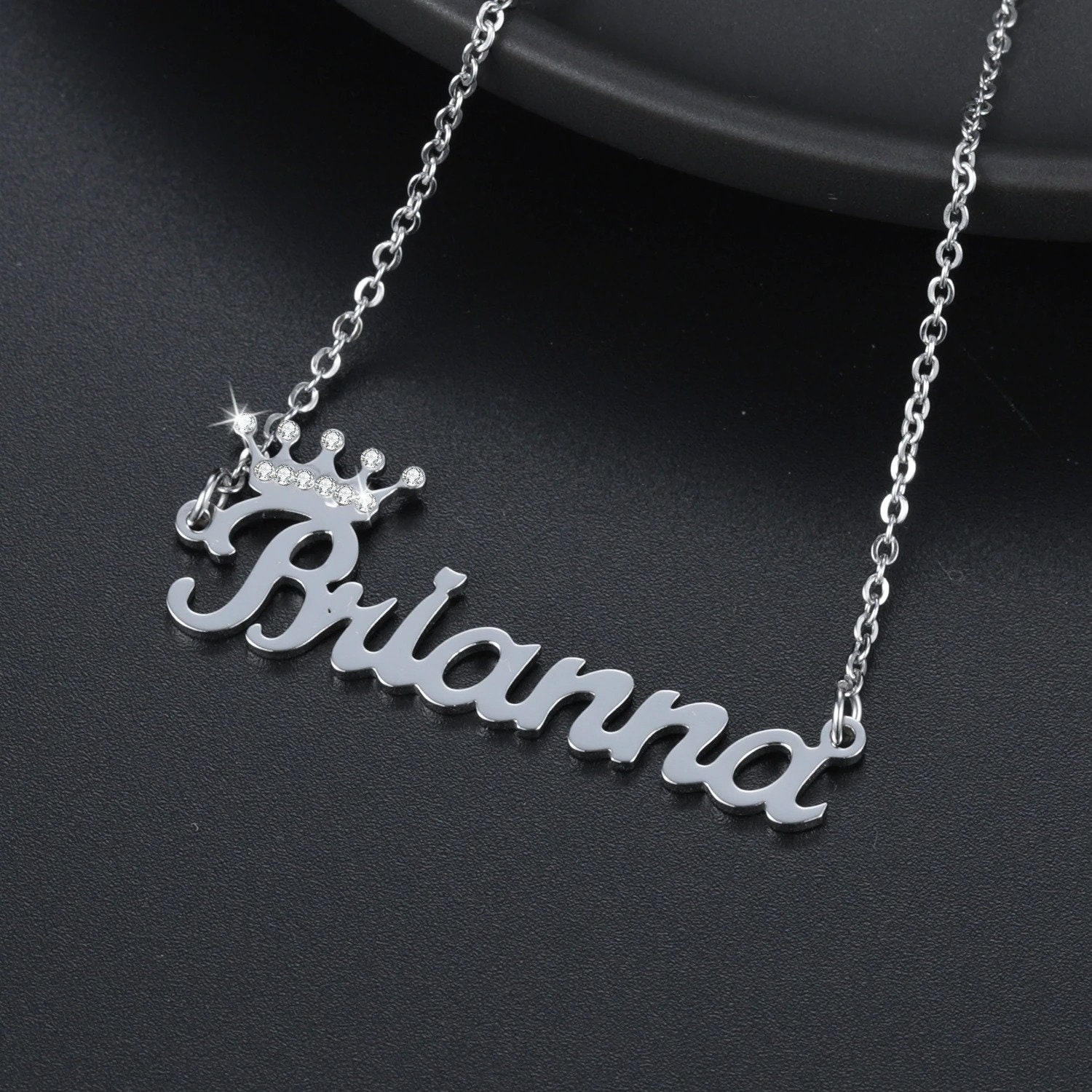 Custom Crown Name Necklace Dainty Name Necklace Personalized - Etsy