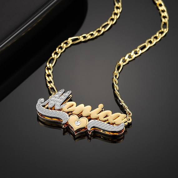 Two tone name necklace clearance