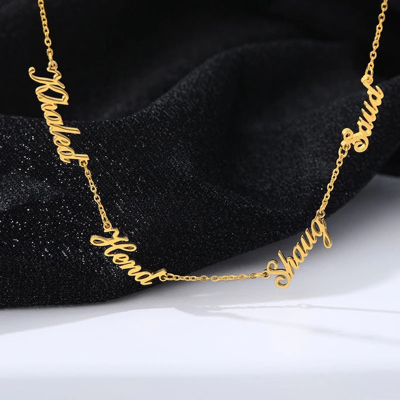 4 Name Necklace Custom Name Necklace Multiple Name Necklace Etsy