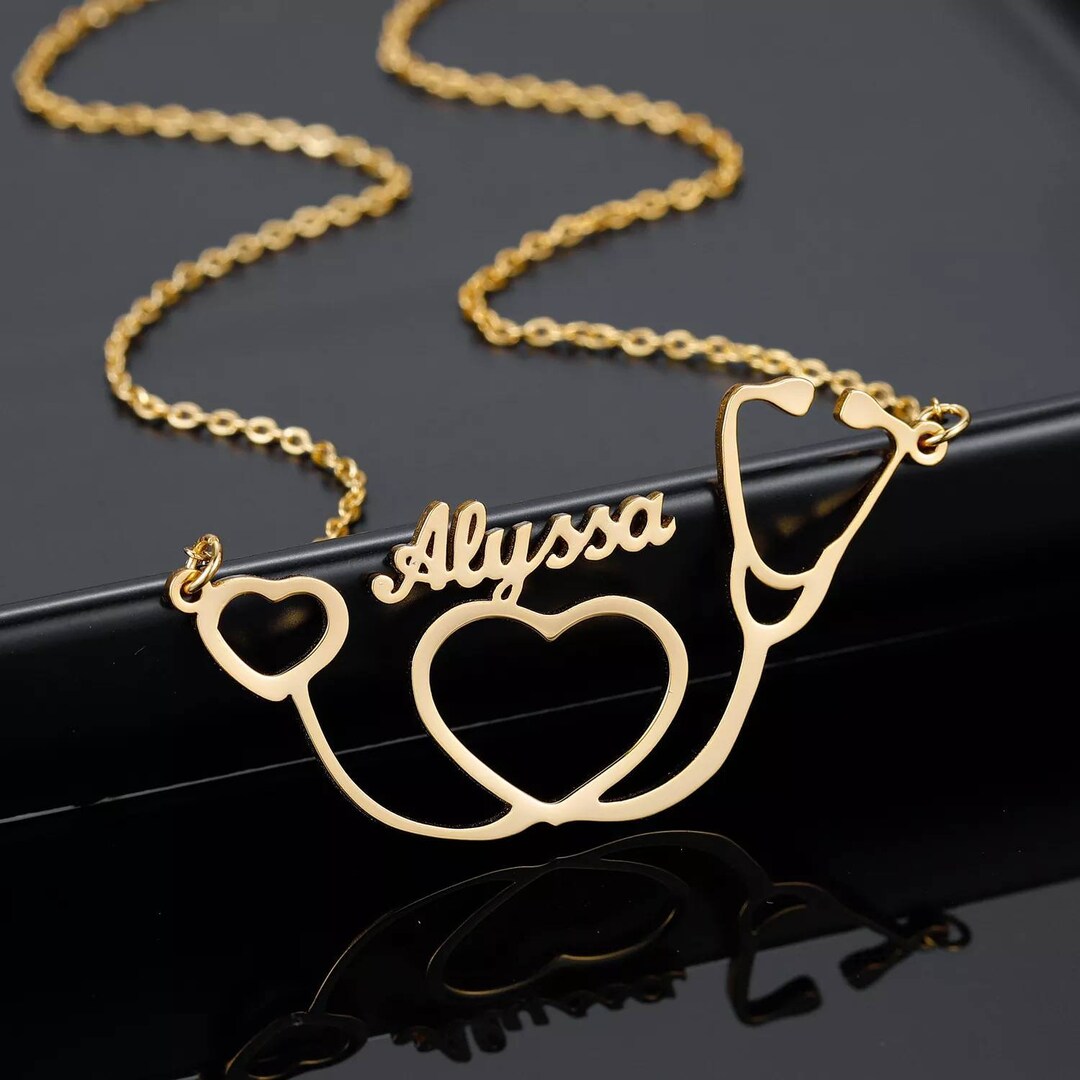 Stethoscope Necklace, Silver or Gold Stethoscope Heart Necklace ...