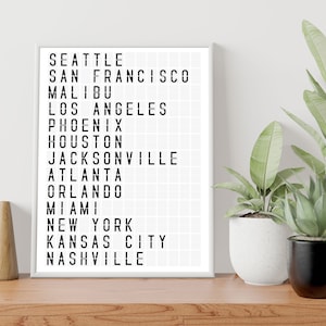 Custom Airport Flight Board, Minimalist Departures Board, White Travel Board, Airport Poster, Travel Poster, Travel Gift - DIGITAL PRINT