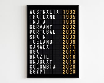 Impresión personalizada para tablero de salidas del aeropuerto, póster de viaje personalizado (impresión digital)