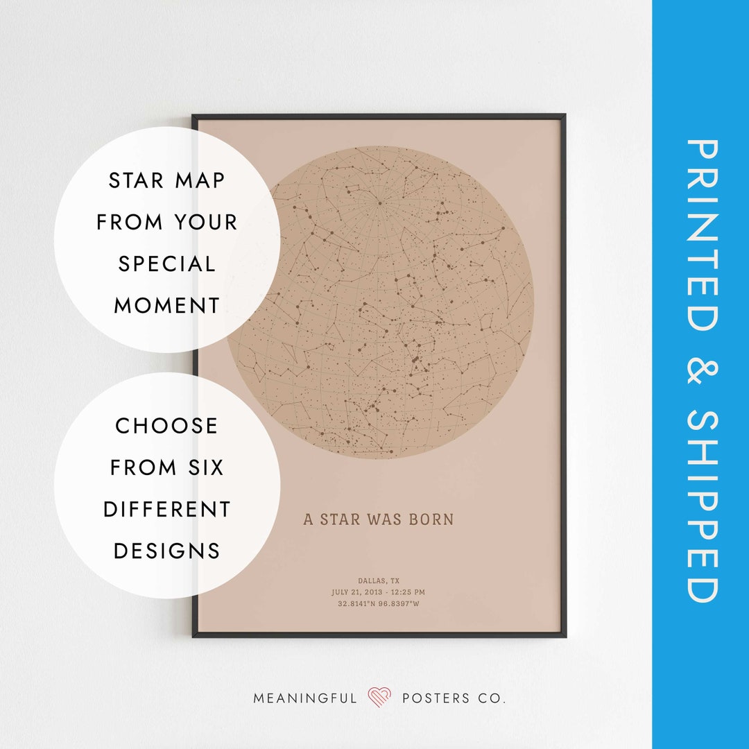 Personalized Star Map Poster, Custom Star Map Print, Night Sky Poster, First Date Star Map, the