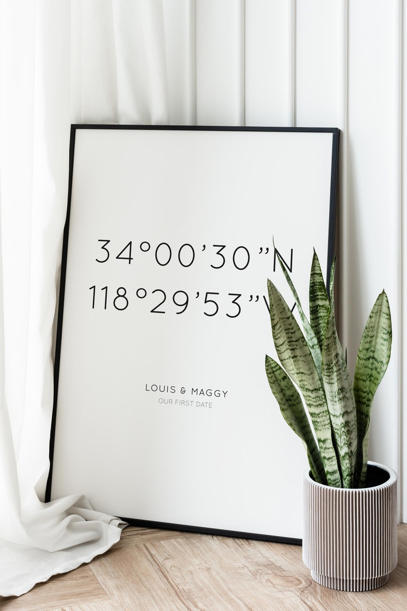 Minimalist Coordinates Print, Custom GPS Coordinates Location, Coordinates Sign, Anniversary Gift, New Home Print, Address Sign image 8