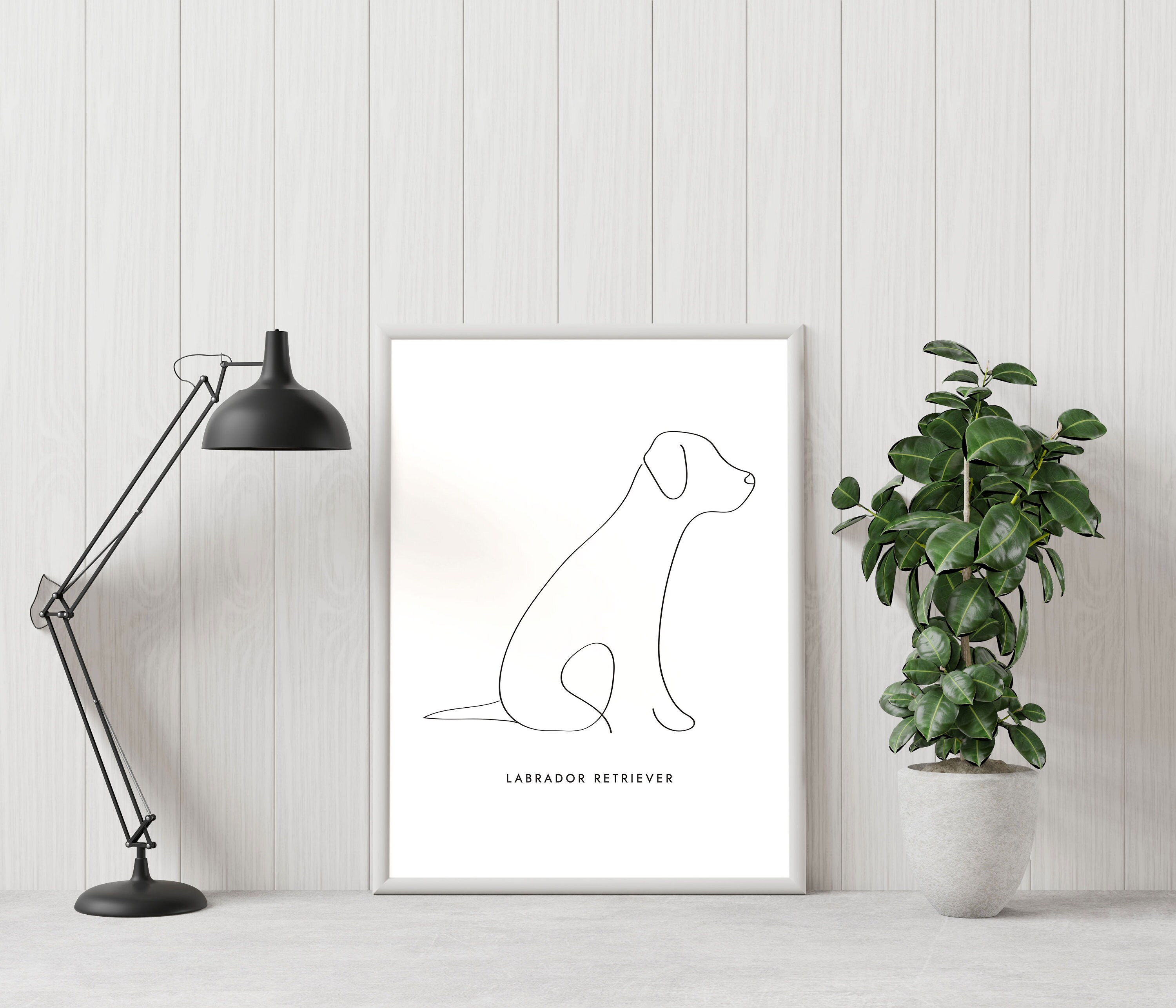 Labrador Retriever Line Art Print, Custom Dog Portrait (digital ...