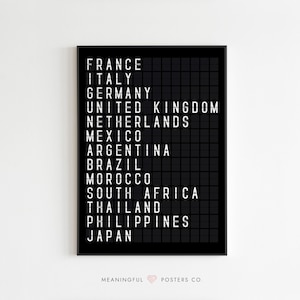 Custom Airport Flight Board, Departures Board, Travel Board Print, Airport Poster, Travel Poster, Travel Print, Travel Gift - DIGITAL PRINT
