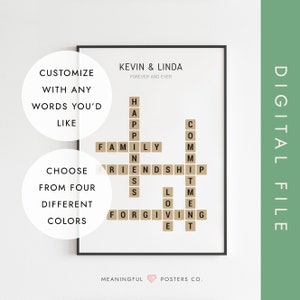 Personalized Crosswords Poster, Custom Scrabble Printable, Custom Puzzle Printable, Family Puzzle Poster, Family Name Printable Poster