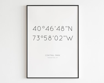 Minimalist Coordinates Print, Custom GPS Coordinates Location, Coordinates Sign, Anniversary Gift, New Home Print, Address Sign