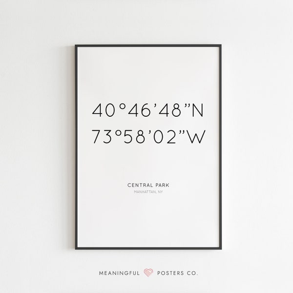 Minimalist Coordinates Print, Custom GPS Coordinates Location, Coordinates Sign, Anniversary Gift, New Home Print, Address Sign