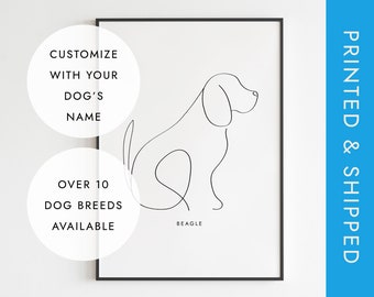 Custom Dog Line Art Poster, Personalized Pet Portrait