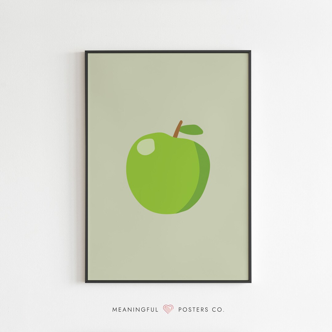 Green Apple Print, Green Apple Wall Art, Apple Wall Art, Apple Poster