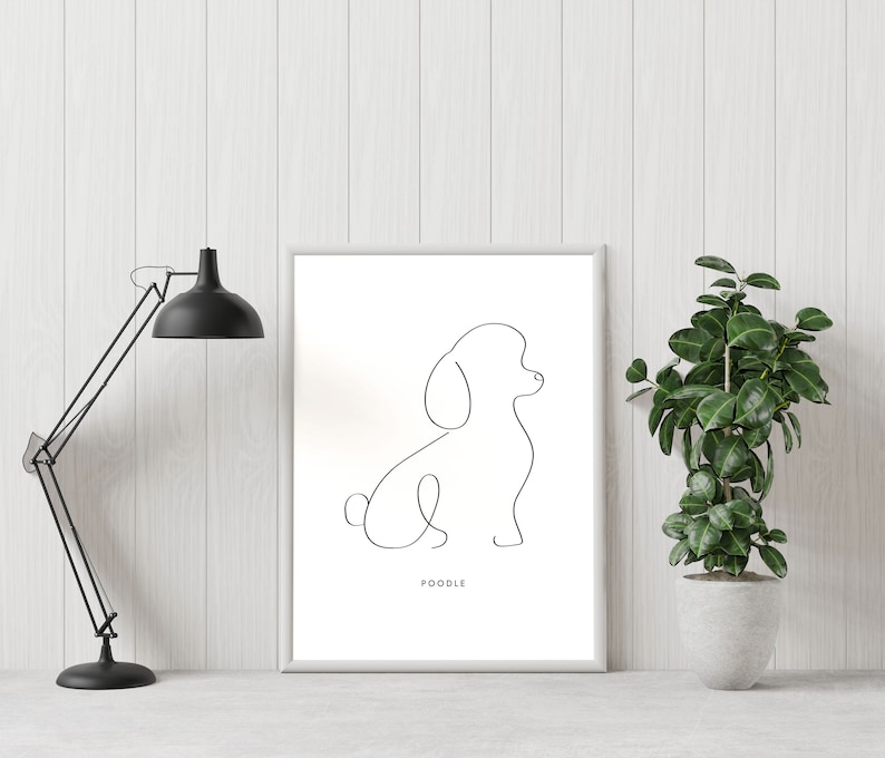 Poodle Line Art Print, Dog Line Art Print, Dog Line Art Poster, Dog Drawing, Dog Portrait, Dog Wall Art, Minimalist Wall Art image 2