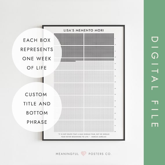 Custom Memento Mori Life Calendar Poster, Stoic Reflection (Digital Download)