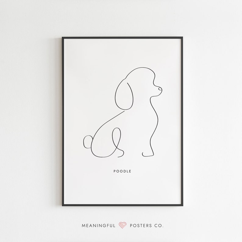 Poodle Line Art Print, Dog Line Art Print, Dog Line Art Poster, Dog Drawing, Dog Portrait, Dog Wall Art, Minimalist Wall Art image 1