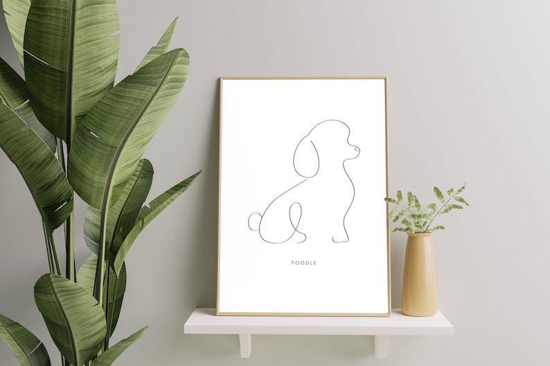 Poodle Line Art Print, Dog Line Art Print, Dog Line Art Poster, Dog Drawing, Dog Portrait, Dog Wall Art, Minimalist Wall Art image 3