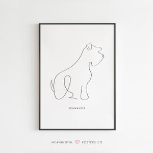 Schnauzer Line Art Print, Dog Line Art Print, Dog Line Art Poster, Dog Drawing, Dog Portrait, Dog Wall Art, Minimalist Wall Art