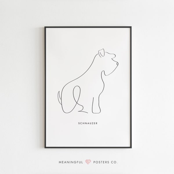 Schnauzer Line Art Print, Dog Line Art Print, Dog Line Art Poster, Dog Drawing, Portrait de chien, Dog Wall Art, Minimalist Wall Art