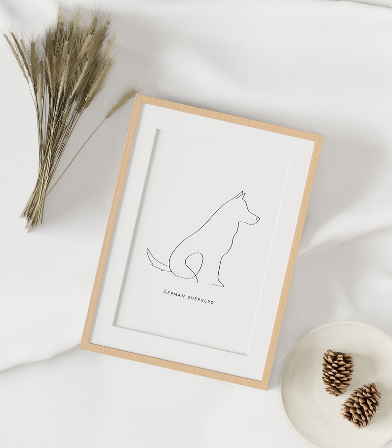 German Shepherd Line Art Print Dog Line Art Print Dog Line - Etsy