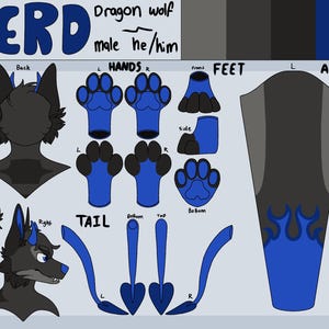 Partial fursuit furry ref sheet