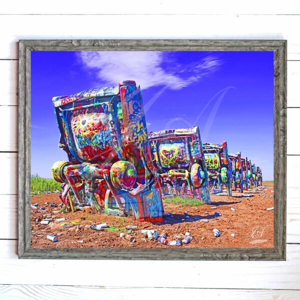 CADILLAC COLORS Photography Download, Digital Photograph Print, Texas Photography Print, Travel Photography, Texas Cadillac Ranch Photograph