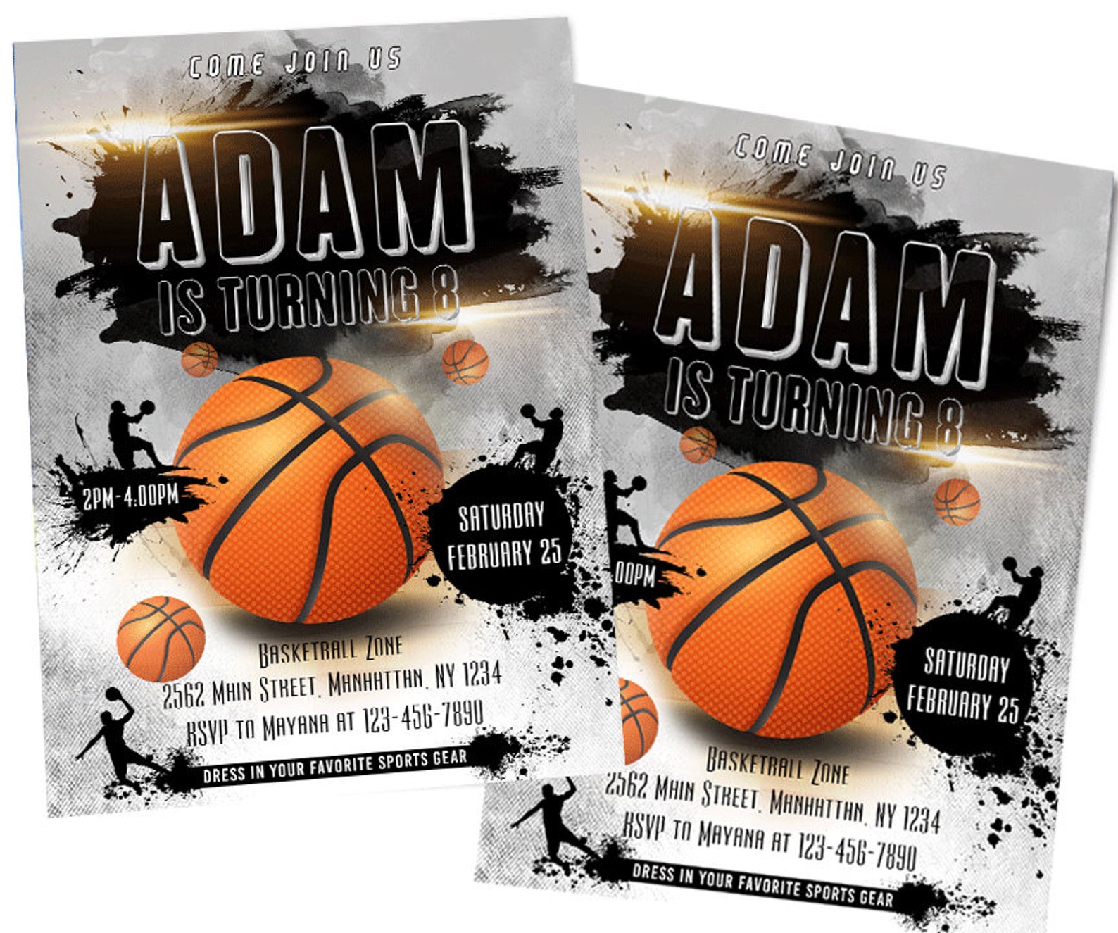 Basketball Invitation Basketball Themed Party Basketball Etsy