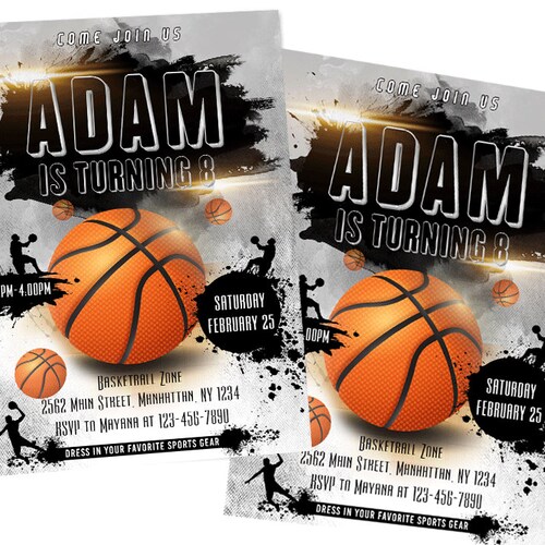 Basketball Invitation Basketball Themed Party Basketball Etsy