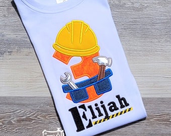 Construction Birthday Shirt, Construction, Birthday Boy Shirt, Personalized Construction Shirt, Embroidered Construction Shirt, 3rd Birthday