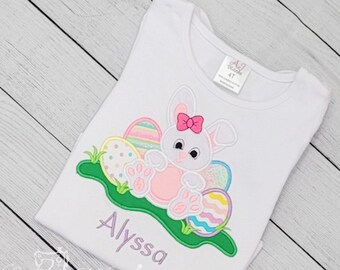 Easter Shirt, Easter Embroidered Shirt, Easter Bunny Shirt, Girl Bunny Easter Shirt, Cute Easter Shirt, Personalized Easter Shirt, Egg Shirt