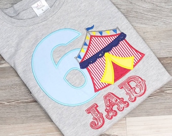 Circus Birthday Shirt, Circus Embroidered Birthday Shirt, 6th Birthday Circus Shirt, Birthday Circus Shirt, Personalized Shirt, Any Number
