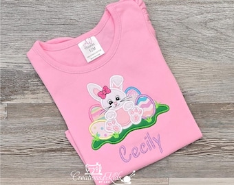 Easter Shirt, Easter Embroidered Shirt, Easter Bunny Shirt, Girl Bunny Easter Shirt, Cute Easter Shirt, Personalized Easter Shirt, Egg Shirt